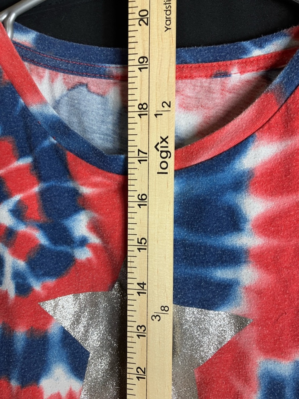 Girls Red & Blue Tie-Dye Star Fringe Tank Top - Picture 5 of 8